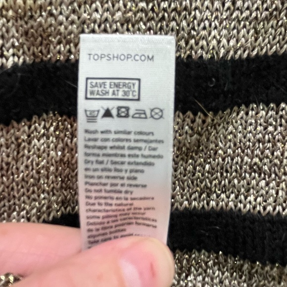Topshop black and gold striped viscose sweater in size 4 - Picture 6 of 6